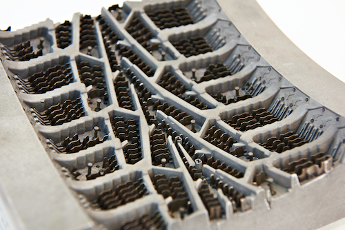 Inside of a tire mold with visible vents